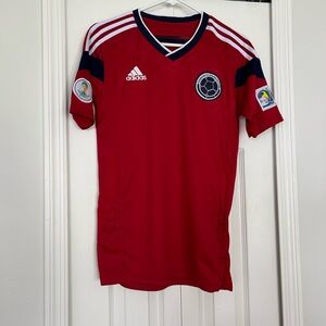 2014 World Cup Colombia soccer jersey with sewn patches